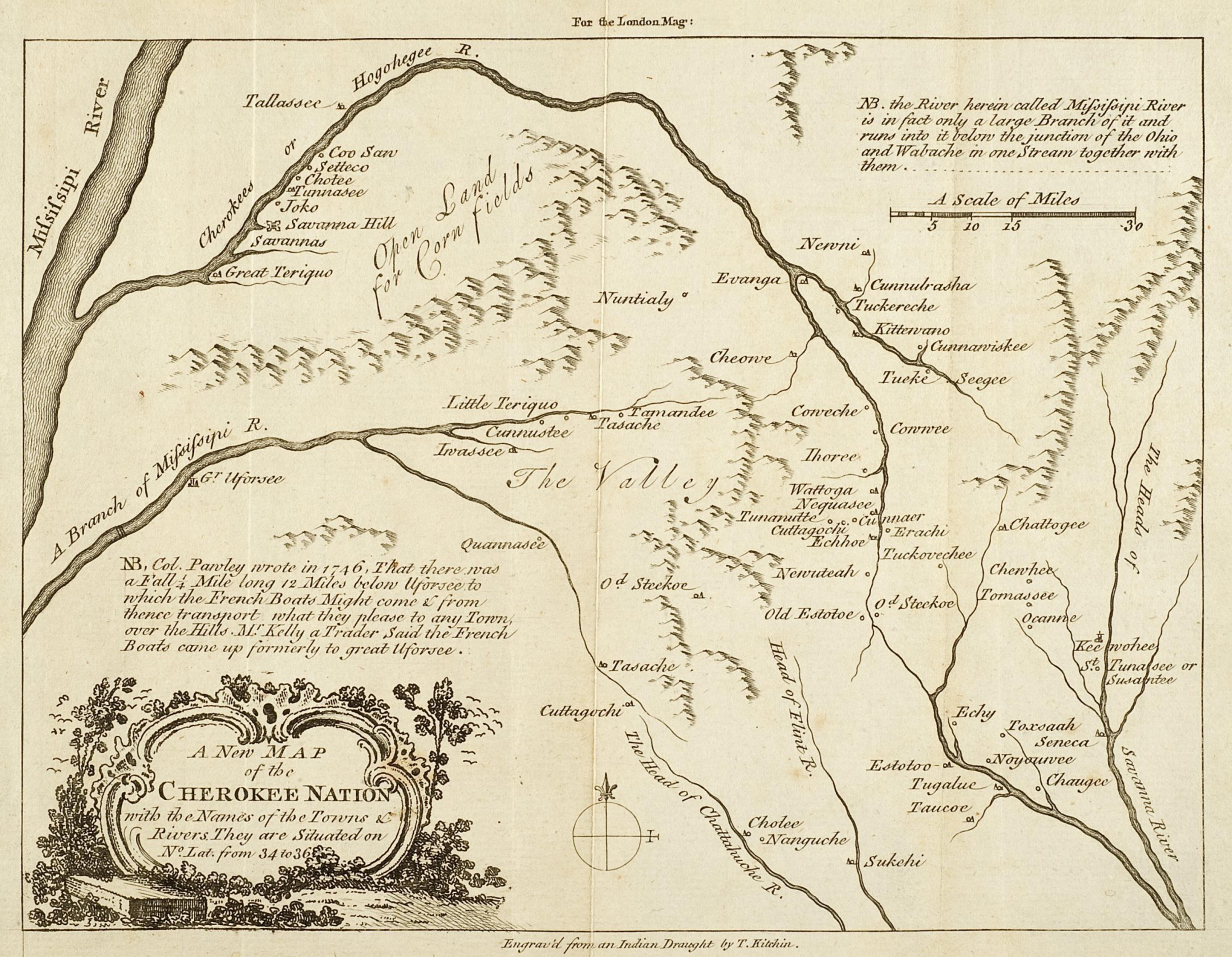 A New Map of the Cherokee Nation with the Names of the Towns and Rivers